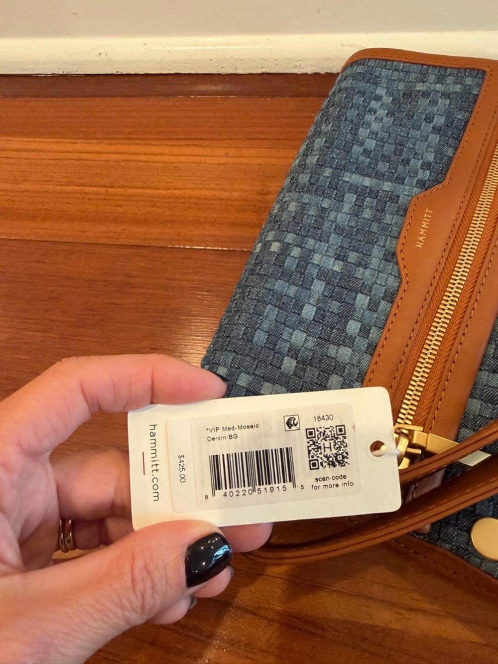 Hammitt VIP medium Mossic Denim Handbag - Picture 4 of 6